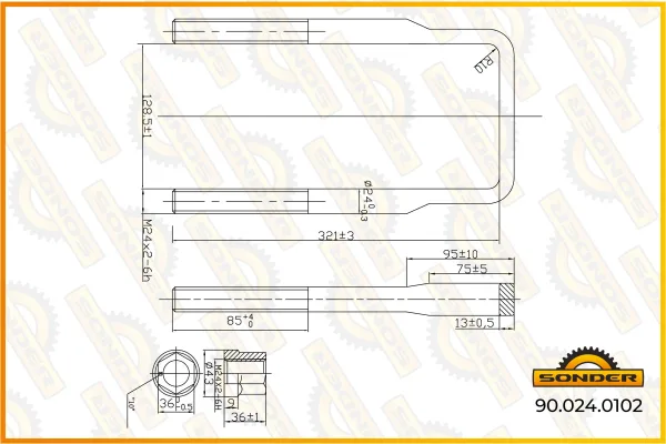 Стремянка рессоры Fruehauf Sonder 90.024.0102, прямоугольная, крепление рессоры к оси