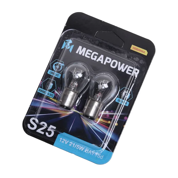 Лампа P21/5W BAY15d 12 В 21/5 Вт Long Life MEGAPOWER 370-33-050