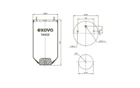 Пневмоамортизатор EXOVO 74022E без стакана, H442, верх 2×M12×1,75, низ M16×2, SAF