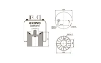 Пневморессора EXOVO 74157CP9E с пластиковым стаканом, высота 400 мм, верх M22×1,5