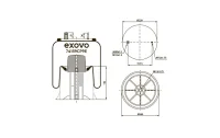 Пневмоамортизатор кабины EXOVO 74159cp9e, высота 400 мм, Ø227 мм, пластиковый стакан, шпилька М12