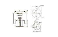 Пневмоамортизатор EXOVO 74961cpe с пластиковым стаканом, высота 423 мм, BPW