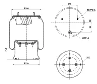Пневморессора S&K GMBH Premium Line, металлический поршень, наружный диаметр 287 мм