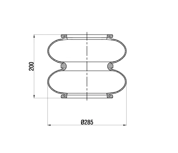Пневморессора S&K GMBH SK-114250-01, высота 200 мм, ширина 285 мм, BPW SL / MAN TGL
