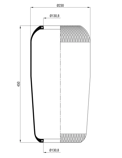 Пневморессора S&K GMBH SK-1885-01PL, оболочка, длина 450 мм, высота 230 мм, Iveco