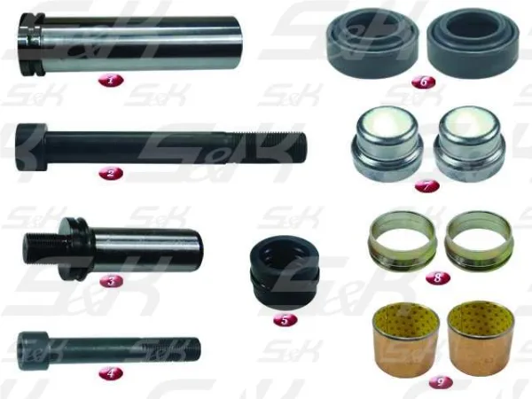 Ремкомплект направляющих суппорта SK-3300040-01 S&K GMBH: втулки, пыльники, болт, заглушки, MAN