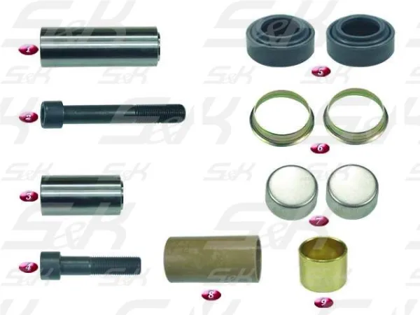 Ремкомплект суппорта S&K GMBH SK-3300154-01: штифты, винты, пыльники, кольца, затычки, втулки