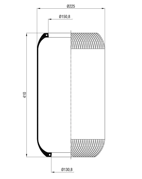 Пневморессора рукавная S&K GMBH SK-415-28-01PL, длина 410 мм, высота 225 мм, Volvo