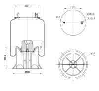 Пневморессора S&K GMBH SK-4159-02KP-01, пластиковый поршень, верх M20/M12, низ M12