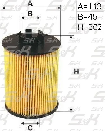 Фильтрующий элемент масла S&K GMBH SK-5810006-01, высота 202 мм