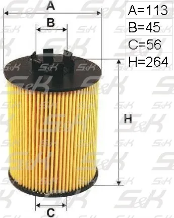 Фильтр масляный S&K GMBH SK-5810009-01, высота 264 мм, диаметр 113 мм