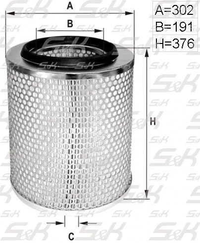 Воздушный фильтр S&K GMBH SK-5850004-01, высота 376 мм, диаметр 302 мм