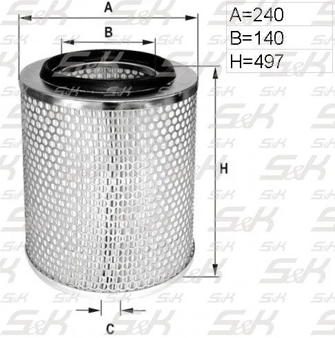 Фильтр воздушный S&K GMBH SK-5850005-01, наружный диаметр 240 мм, высота 497 мм