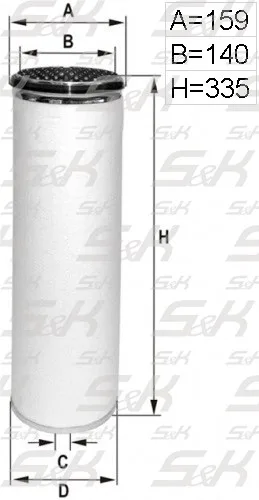 Воздушный фильтр S&K GMBH SK-5850019-01 высотой 335 мм для MAN и Setra