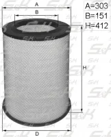 Воздушный фильтр S&K GMBH SK-5850031-01, высота 412 мм, диаметр 303 мм