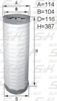 Фильтр воздушный S&K GMBH SK-5850055-01 высотой 387 мм и диаметром 116 мм