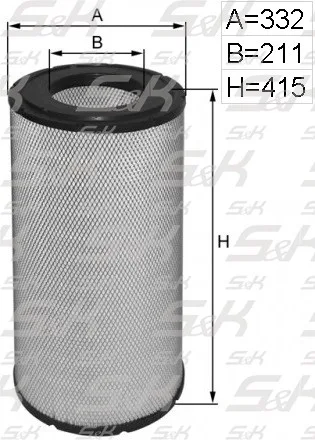 Воздушный фильтр S&K GMBH SK-5850056-01 высотой 415 мм для DAF, Renault, Volvo