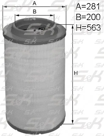 Фильтр воздушный S&K GMBH для MAN TGS, высота 563 мм