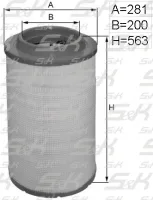Фильтр воздушный S&K GMBH для MAN TGS, высота 563 мм