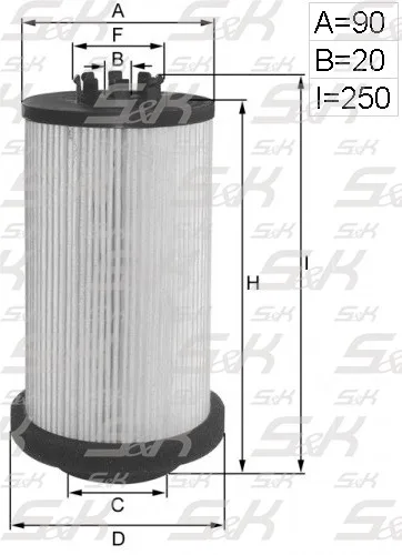 Фильтрующий элемент топлива S&K GMBH SK-5860005-01, высота 250 мм