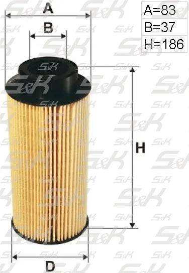Фильтрующий элемент топлива S&K GMBH SK-5860006-01, высота 187 мм