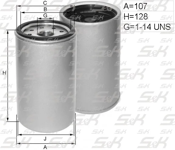 Фильтр топливный сепаратор S&K GMBH SK-5860020-01, высота 128 мм
