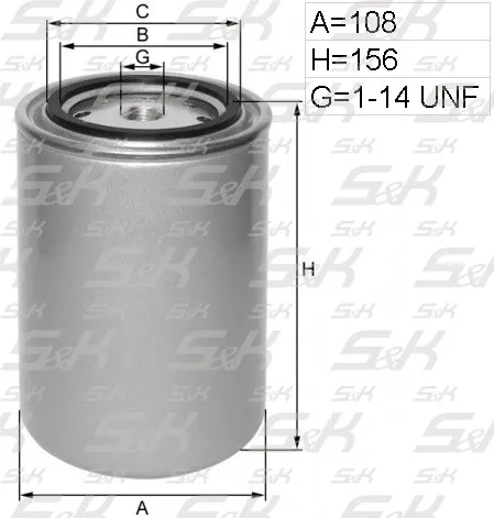 Фильтр топливный S&K GMBH SK-5860032-01, высота 156 мм, диаметр 108 мм