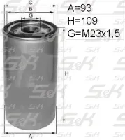 Масляный фильтр КПП S&K GMBH SK-5920002-01, высота 116 мм, диаметр 96 мм