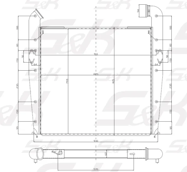 Интеркулер S&K GMBH SK-7080003-02 для Scania, размер 825x793x62