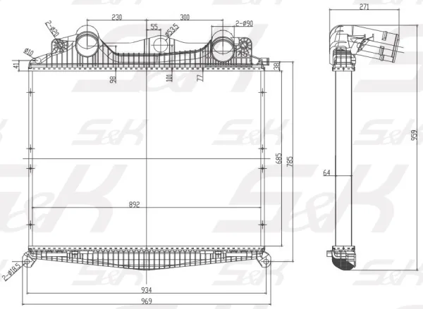 Интеркулер S&K GMBH SK-7080011-02 для автомобилей MAN, 685 × 892 × 66 мм