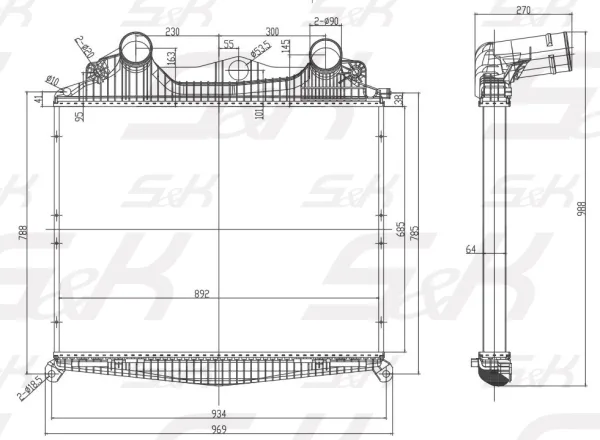 Интеркулер S&K GMBH SK-7080014-02 для MAN и Mercedes-Benz, 685x892x66 мм