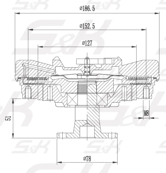 Вискомуфта привода вентилятора MAN D187 S&K GMBH SK-7140017-02, оригинал 51066300067