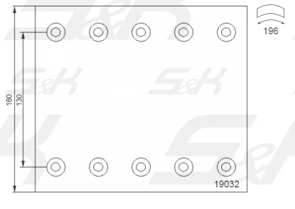 Тормозные накладки S&K GMBH 19032, 420×180 мм, второй ремонт