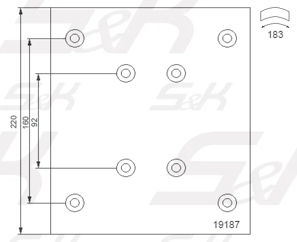Тормозные накладки S&K GMBH STD 19187 414х220 с заклёпками