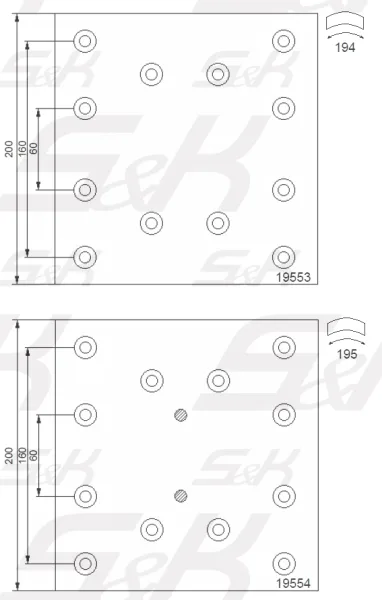 Тормозные накладки S&K GMBH SK1955400-PL Premium Line 410х200 без заклёпок