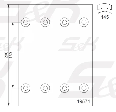 Тормозные накладки S&K GMBH SK1957400-PL, WVA 19574, 300 × 200 мм
