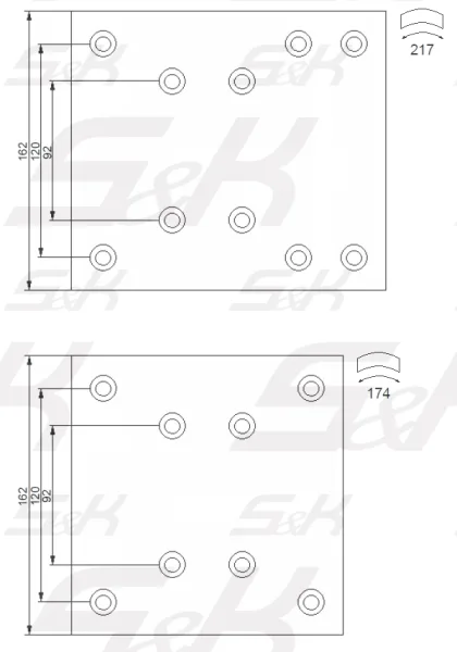 Тормозные накладки S&K GMBH 19579 / 19580 для барабана 410 мм