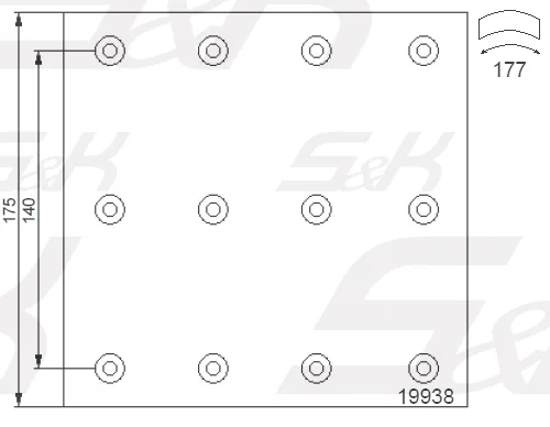 Тормозные накладки S&K GMBH SK1993800-PL, 410×175 мм, без заклёпок