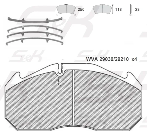 Колодки дискового тормоза S&K GMBH SK29210-PL WVA 29030 с пластинами