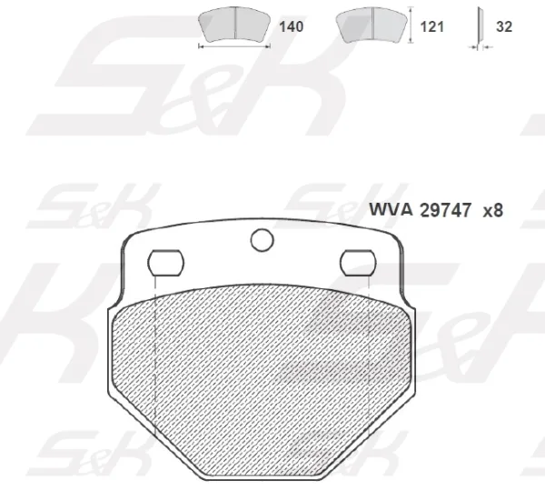 Колодки тормозные дисковые S&K GMBH SK29747-01 WVA 29747, комплект 8 шт