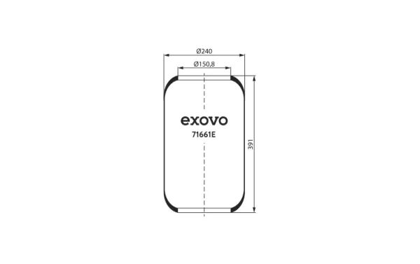 Оболочка пневмоамортизатора кабины EXOVO 71661E, высота 391 мм, MAN, Volvo, МАЗ, прицепы
