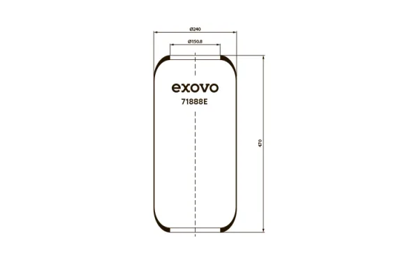 Оболочка пневмоамортизатора кабины MAN TGA, TGX EXOVO 71888E, высота 470 мм