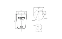 Пневмоамортизатор кабины BPW EXOVO 74881E, длина 420 мм, верх 2×M12, низ M16