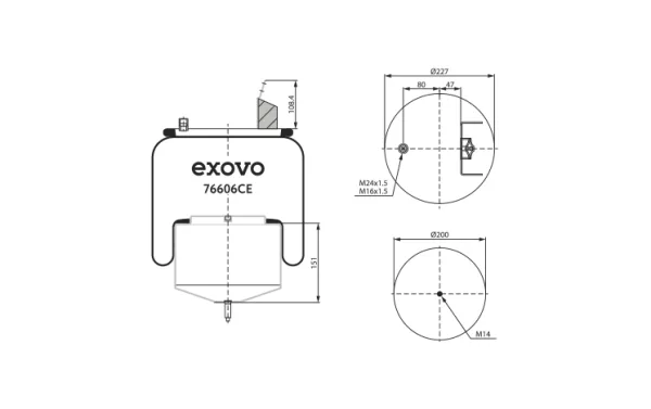 Пневмоамортизатор кабины Volvo EXOVO 76606CE, подушка подвески кабины FH, FM, FMX