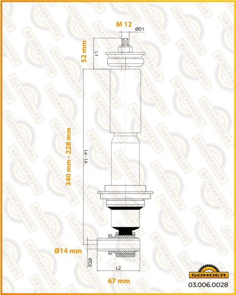 Передний амортизатор кабины Sonder 03.006.0028 для Volvo FH, FM и FMX