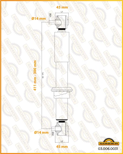 Амортизатор кабины Sonder 03.006.0031 задний для Volvo FH, FH12, FM и FMX