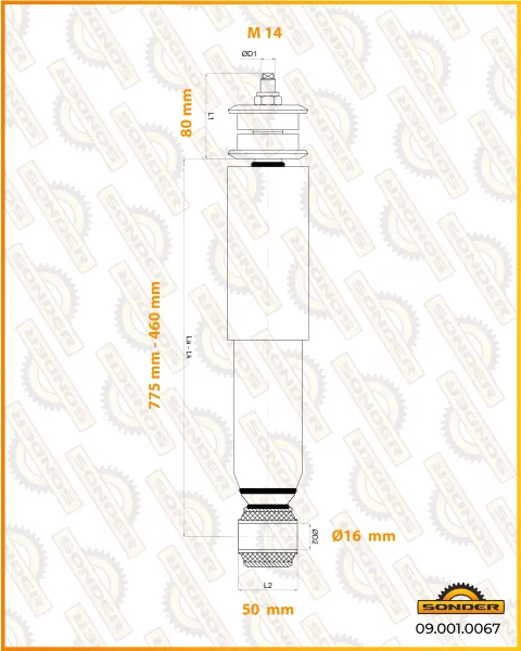 Амортизатор подвески Iveco EuroTech, EuroStar, Stralis Sonder 09.001.0067