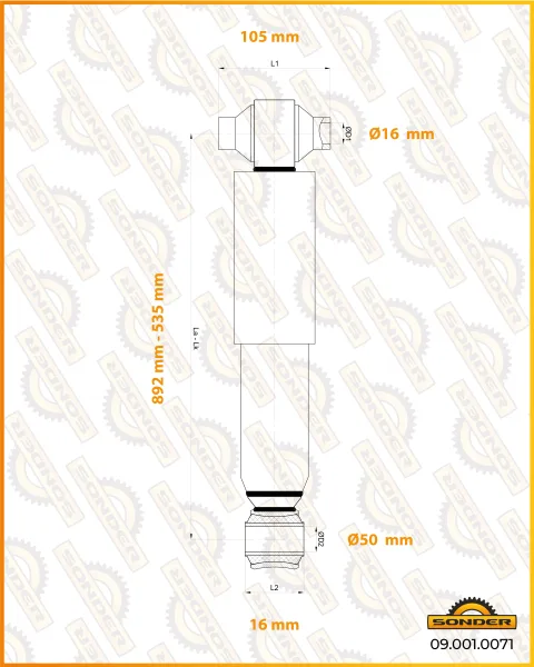Амортизатор задней подвески Sonder 09.001.0071 для Mercedes-Benz Actros, Axor, Arocs