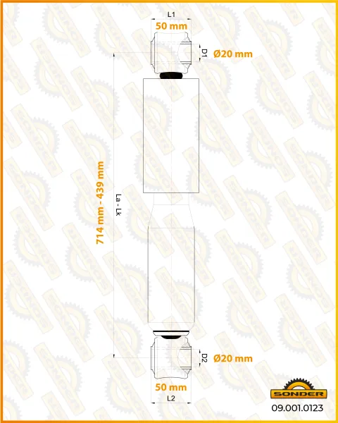 Амортизатор передней подвески Renault, Volvo Sonder 09.001.0123, 439 и 714 мм