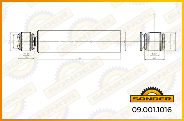Задний амортизатор подвески MAN TGA, TGS, TGX Sonder 09.001.1016, 434–684 мм